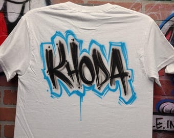 Custom Graffiti Name Shirt | Black Tag Style Tee with Blue Outline & Drip Effect | Personalized Streetwear T-shirt