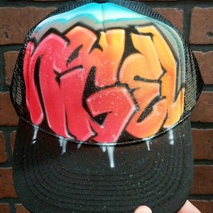 Custom Airbrush Trucker Hat | Personalized Name Snapback, Hand Painted Party Favor Gift