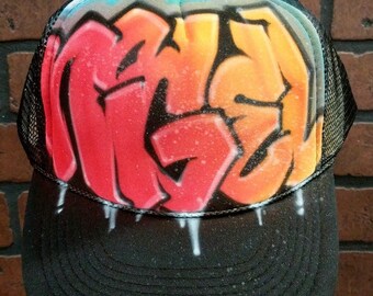 Custom Airbrush Trucker Hat | Personalized Name Snapback, Hand Painted Party Favor Gift