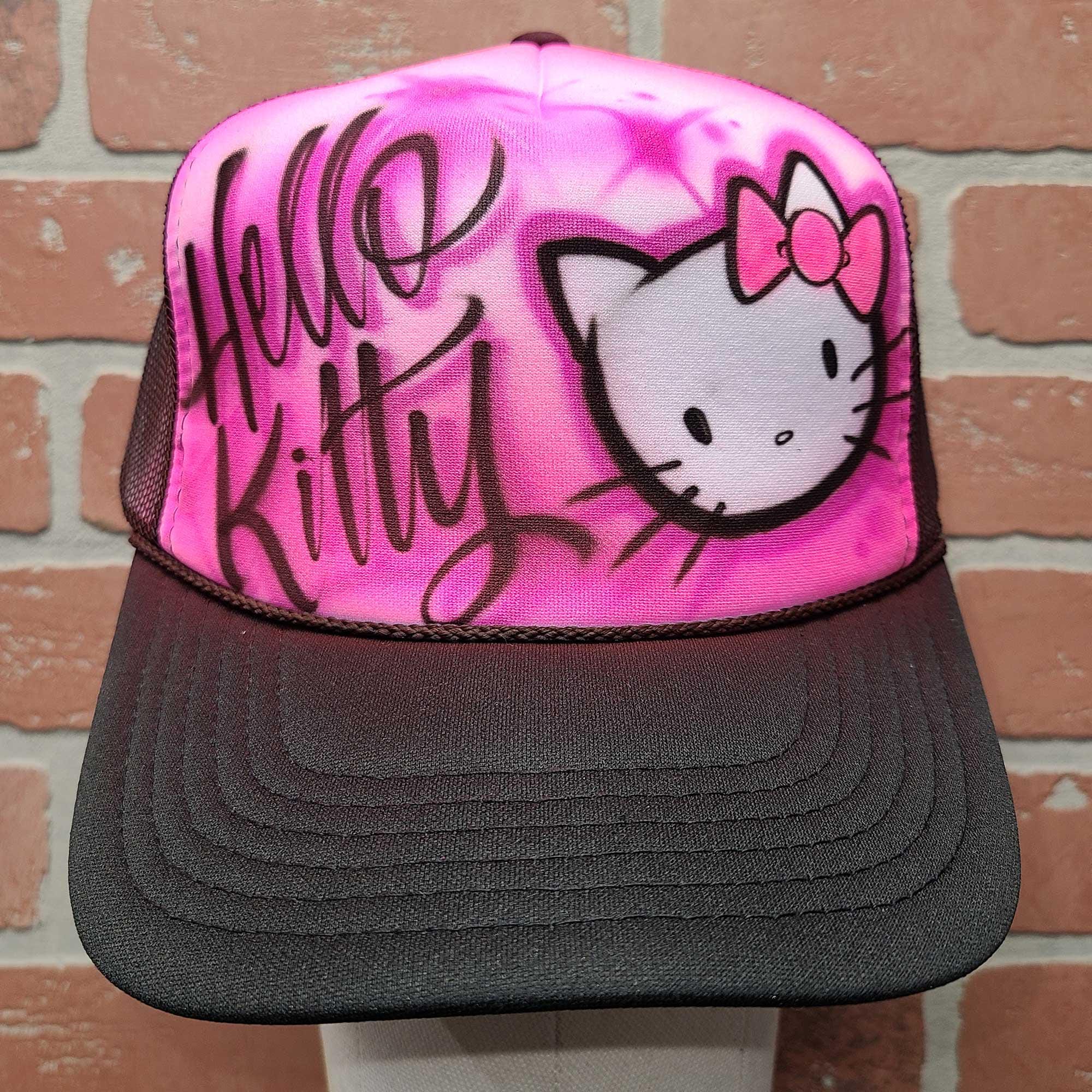 Cute Kitty Trucker Hat | Hello Cat Pink Graffiti Style  display picture 1