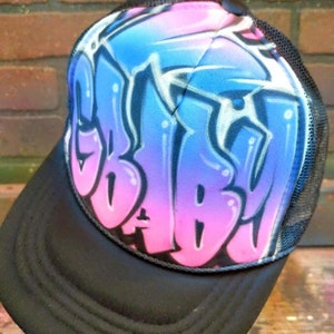 Custom Airbrush Trucker Hat | Personalized Name Snapback, Hand Painted Party Favor Gift
