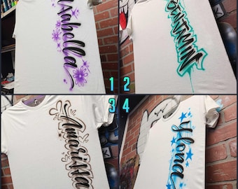Vertical Lettering Name Shirt Airbrushed with Your Name or Text + Colors | T-Shirt, Hoodie, Tank Top + | Adults & Kids Birthday Gift Idea