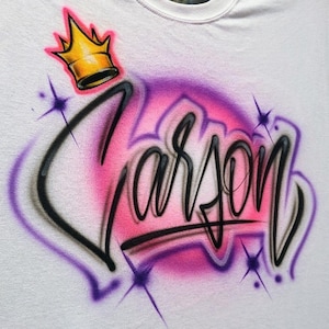 Queen Name Shirt with Crown | Purple & Pink Script Tee with Sparkles | Custom Birthday, Baddie Fit, or Girls Night Out Outfit
