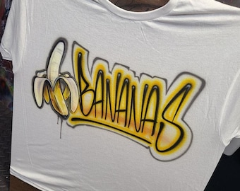 Bananas Graffiti Shirt | Funny Yellow Streetwear Tee with Dripping Banana Art & Bold Tag Style | Urban, Dance or Meme Outfit