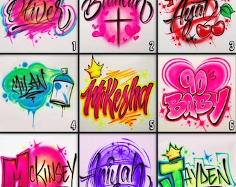 Airbrush Shirt Custom Name Graffiti Tee, Bold Colors (Unisex XS-XXL, Hand-Painted Cotton, Personalized Streetwear)