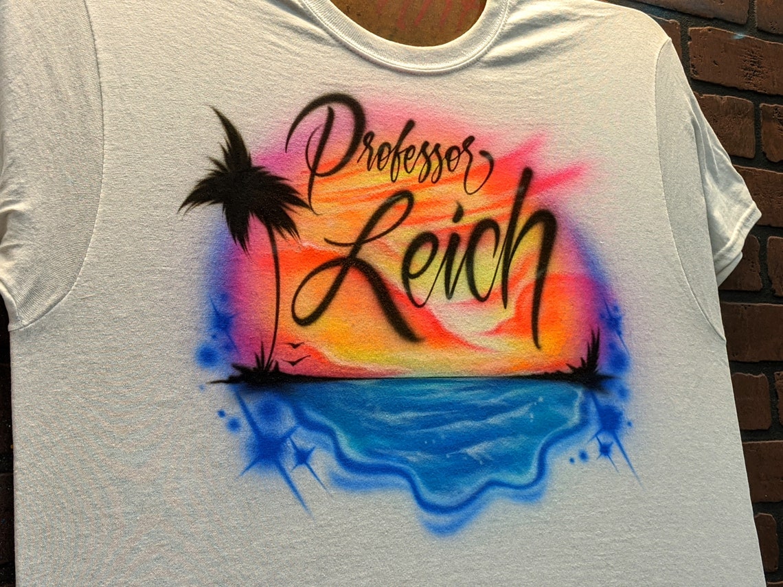 Custom Airbrush T Shirt with Personalized Vacation Sunset Etsy