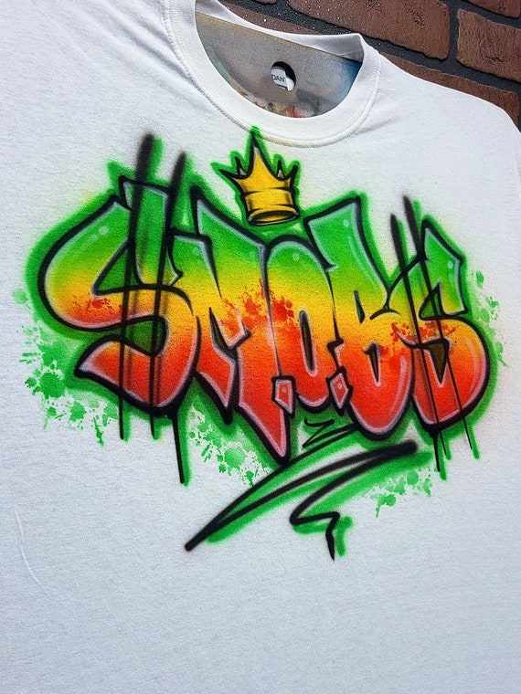 Graffiti Style Airbrush Design Personalized with your name or custom text and your choice of colors