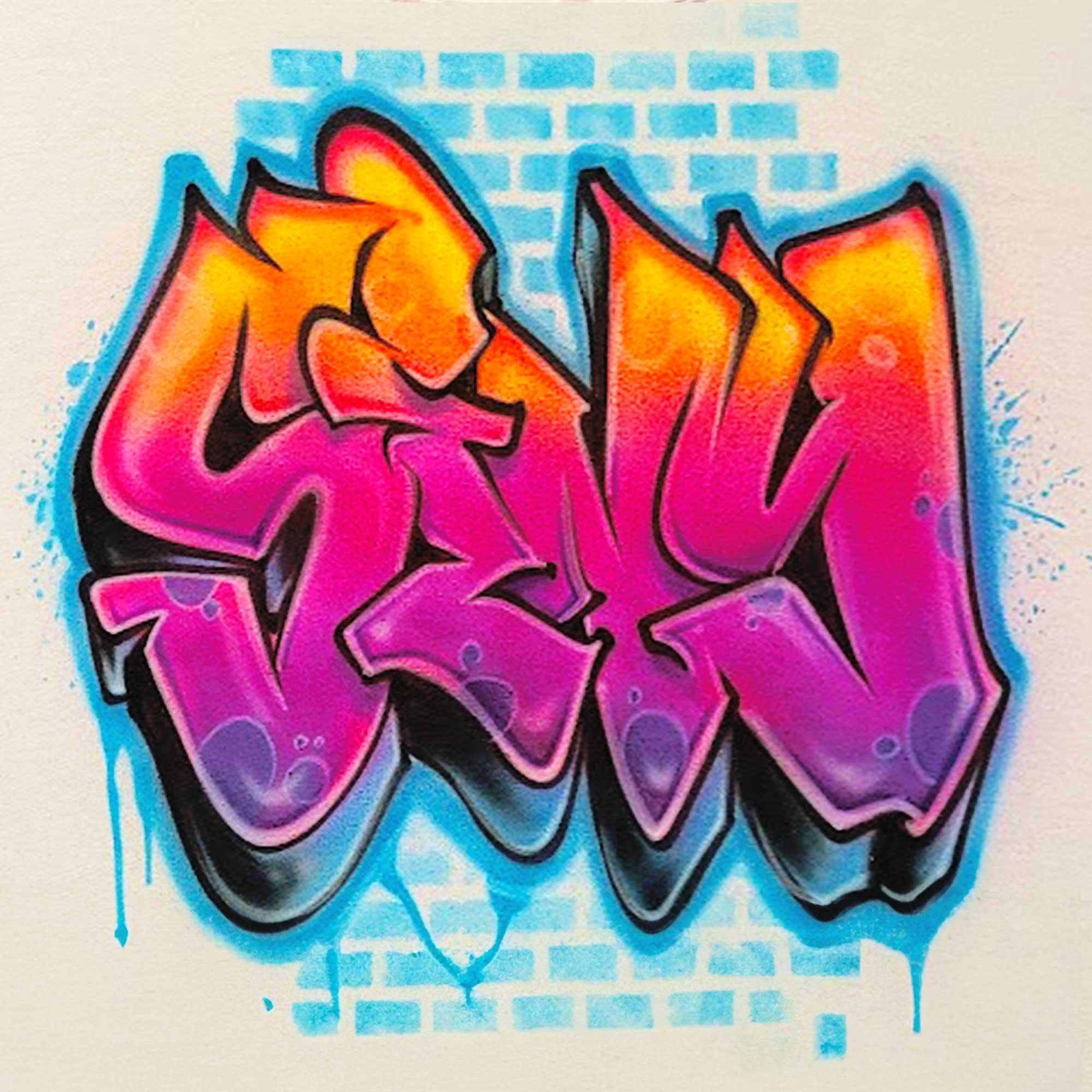 Airbrush Shirt Custom Name Tee: Hand-painted Graffiti Style, Y2K 