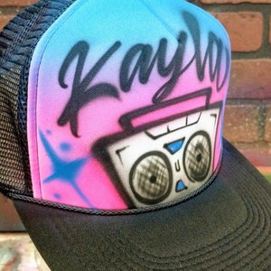 Custom Airbrush Trucker Hat | Personalized Name Snapback, Hand Painted Party Favor Gift