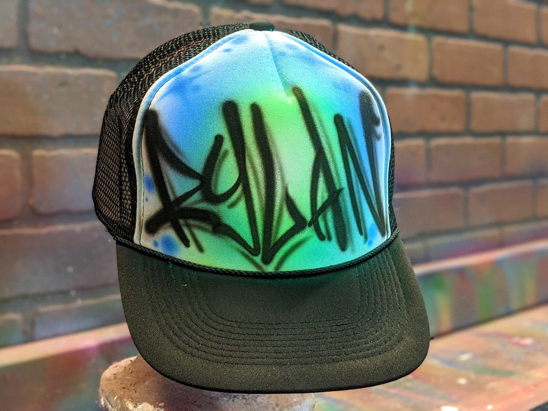 Custom Graffiti Trucker Hat | Personalized Airbrush Name Cap