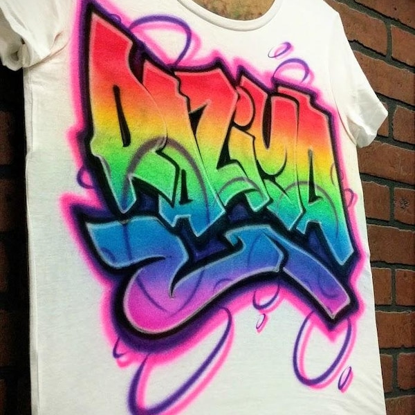 Graffiti Style Airbrush Design Personalized with your name or custom text and your choice of colors!