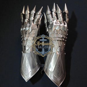 Guanto medievale in metallo fatto a mano / calibro 18, armatura da costume immagine 4