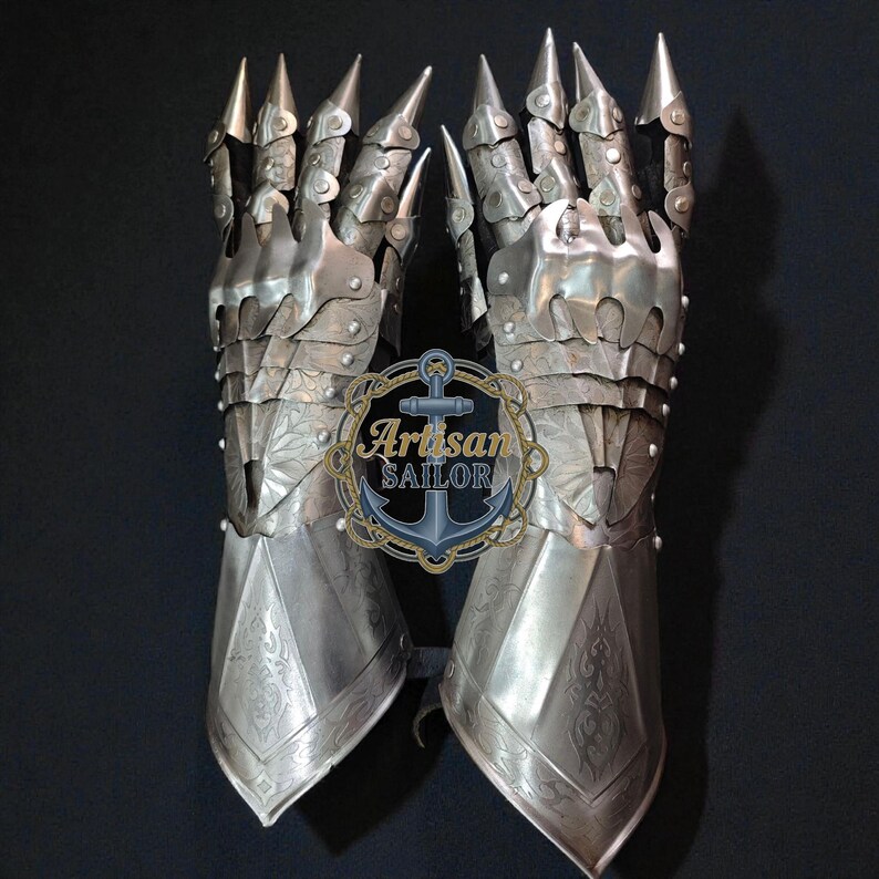 Guanto medievale in metallo fatto a mano / calibro 18, armatura da costume immagine 4