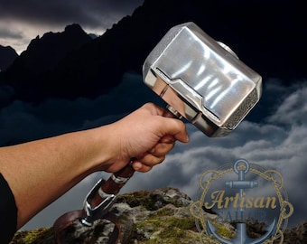 Kids Thor Hammer Mjolnir Replica – Solid Aluminum & Leather, Lightweight Cosplay Toy, Collectible Gift