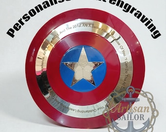 Captain America Replica Cosplay Shield – Engrave Your Text | Metal Wall Decor, Cosplay, Collector, Gift
