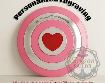 Handcrafted Valentine Love Heart Shield – Engrave Your Text | Metal Wall Decor, Cosplay, Collector, Gift