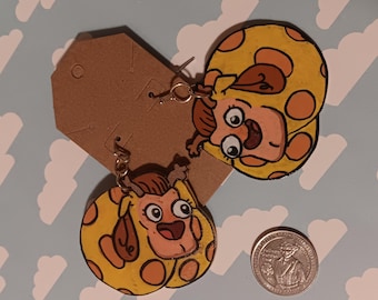 Handgeschilderde Durpleton-oorbellen met karakter, lichtgewicht handgemaakte sieraden