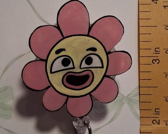 Badgehouder met handgeschilderde bloem, lichtgewicht ID-kaarthaspel