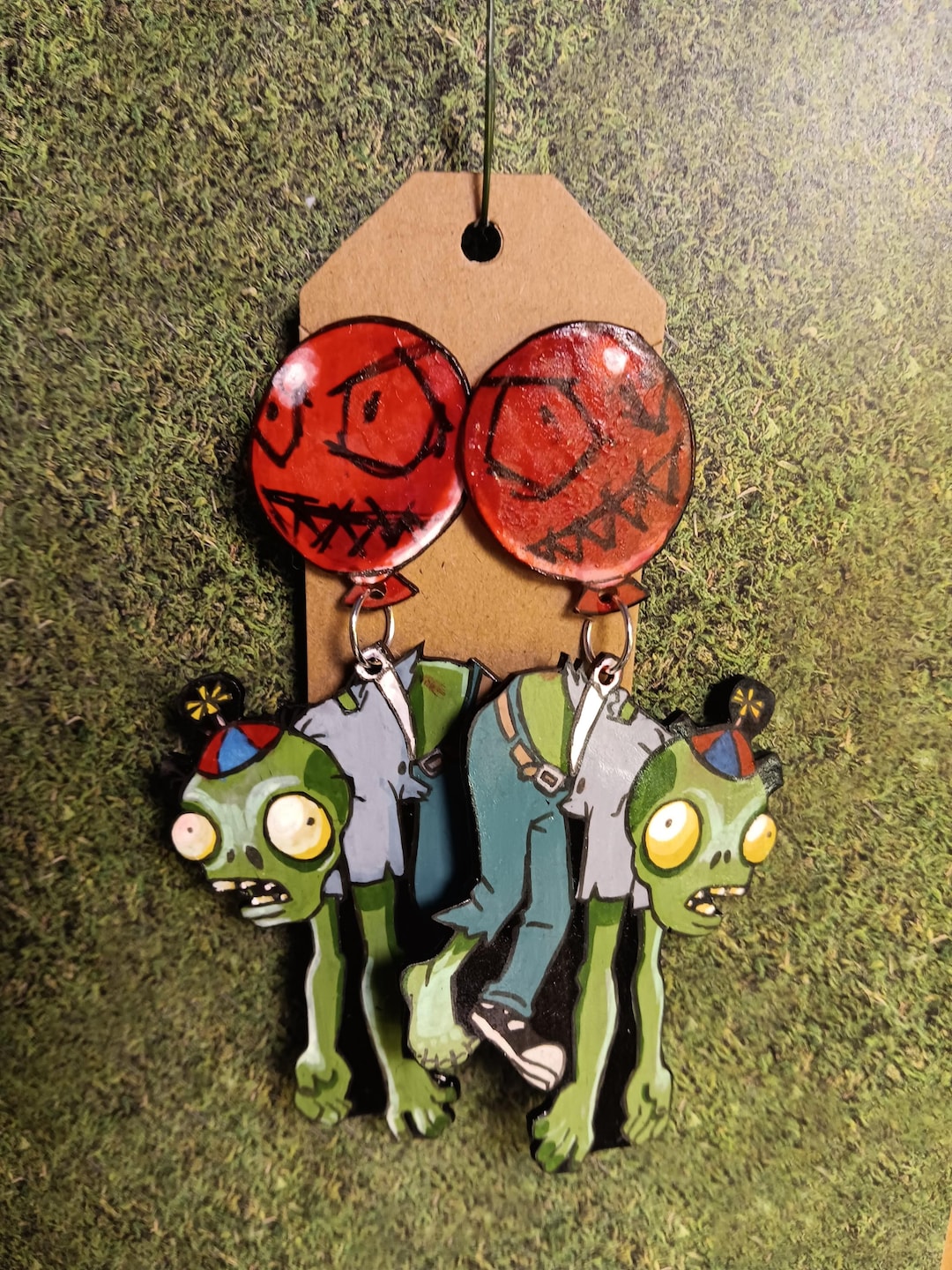 Plants Vs Zombies Balloon Zombie Earrings Handmade Hand Drawn *very ...