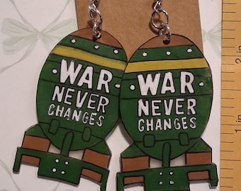 Op Fallout geïnspireerde oorbellen geïnspireerd op War Never Changes *foto's voor maat en gewicht*