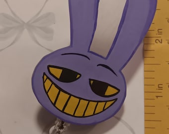 Handgeschilderde paarse Bunny Jax-badgehouder, lichtgewicht ID-kaarthaspel