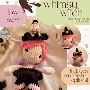 whimsy witch bub | witch crochet pattern | low sew crochet pattern | witch doll