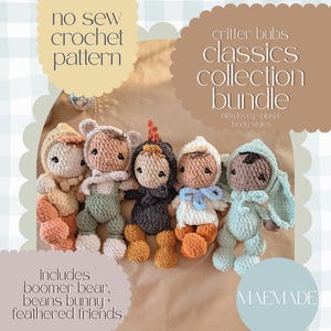 classics collection critter bub bundle | bear crochet pattern | goose crochet pattern | bunny crochet pattern | no sew crochet pattern