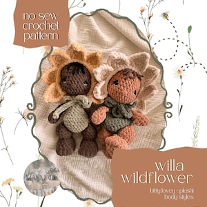 Willa Wildflower Critter Bub | Blommönster | Virkmönster utan sömnad | Critter Bub