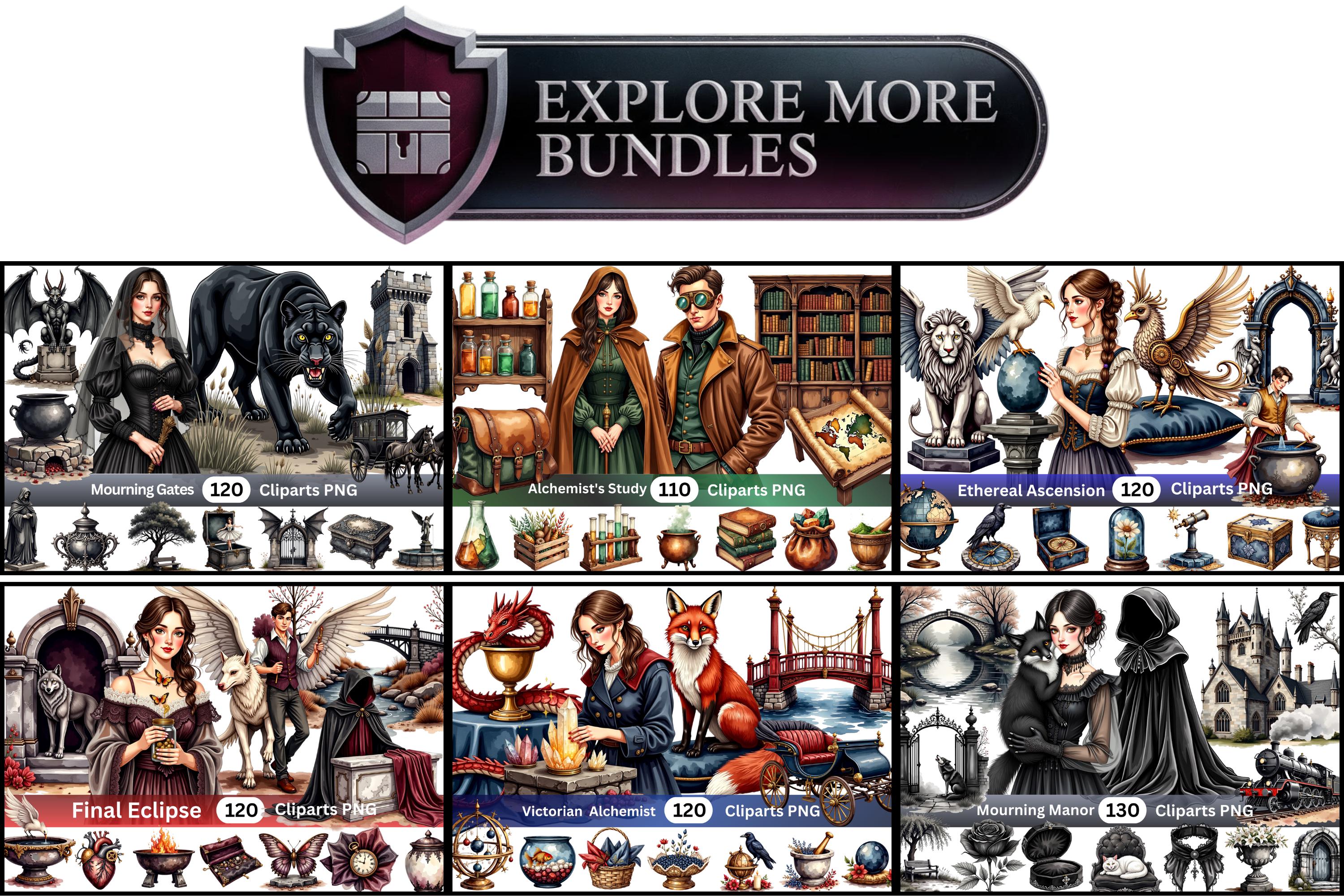 Phantom Ballroom Clipart Set - 120 Victorian Gothic Images, Dark ...