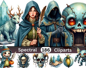 Halloween Spectral Archives Clipart Set - 186 Ethereal Beige Illustration, Halloween Digital Art - Transparent PNG