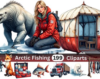Arctic Fishing Colony Clipart | 199 PNG Illustrations | Polar Village World | Digital Download | Commercial Use