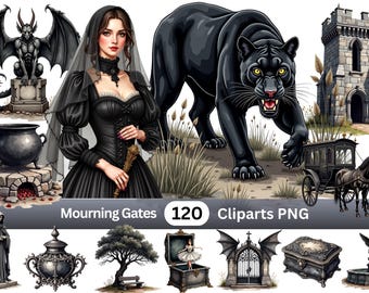 The Mourning Gates – 120 Victorian Gothic Clipart Bundle