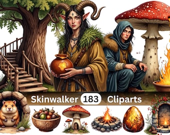 Primal Shapeshifter Woods – Skinwalker Clipart Bundle – 183 Commercial Use PNG