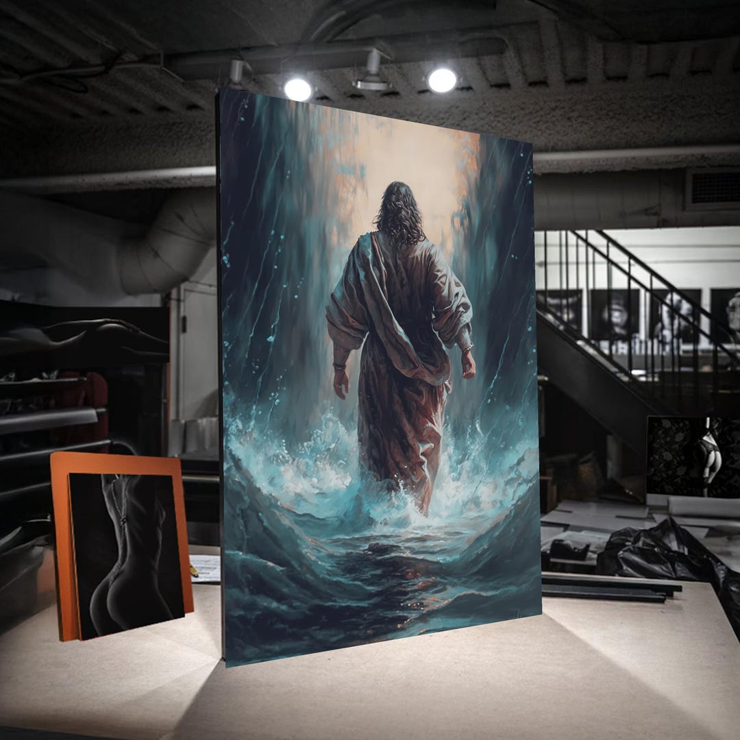 Jesus Walking on Water Canvas, Inspirational Christian Wall Art ...