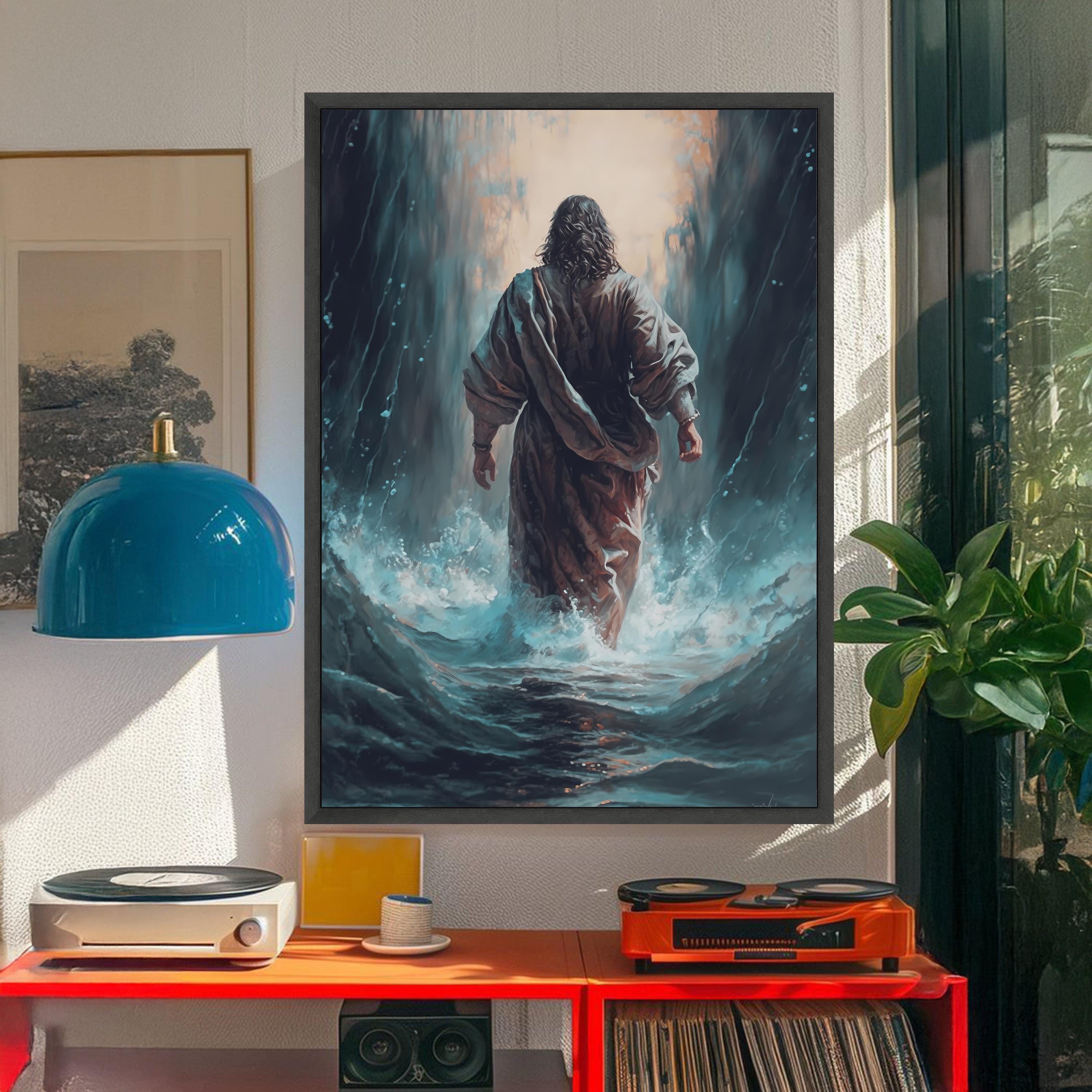 Jesus Walking on Water Canvas, Inspirational Christian Wall Art ...