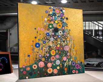 Vibrant Abstract Flower Garden Canvas, Colorful Floral Wall Art, Modern Botanical Decor, Handmade Painting, Home Accent Canvas