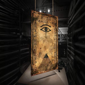 Altes Ägyptisches Auge von Horus Leinwand, Pyramide Wandkunst, Vintage Hieroglyphen Dekor, ägyptisches Symbol Leinwand, Historischer Kunstdruck, Zuhause