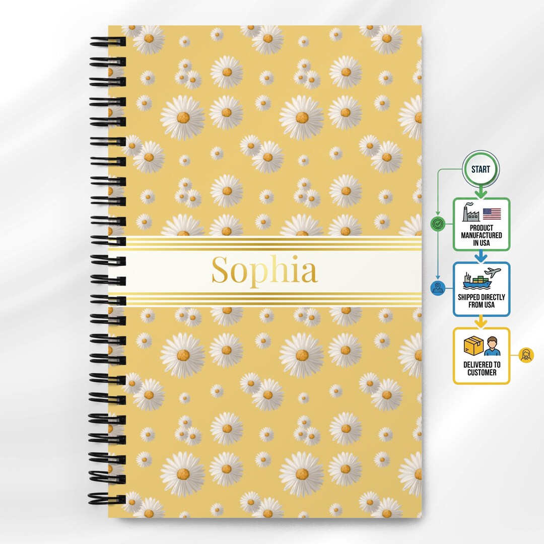 Daisy Personalized Spiral Notebook Dotted Pages - Etsy
