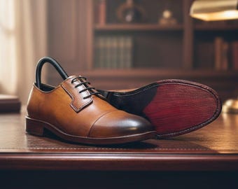 Zapatos Derby de Cuero Hechos a Mano / Zapatos de Vestir Oxford Clásicos para Hombre