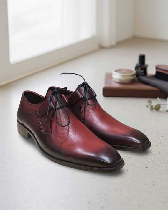 dark burgundy dress shoes Men Dress Shoes-Esses Burgundy  Men Suits Direct