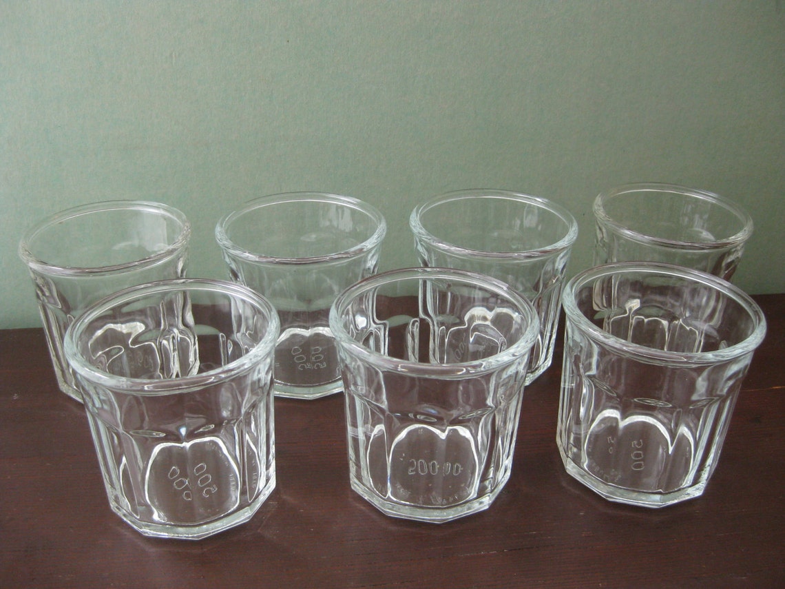 Seven Vintage French Jelly Jar Glasses/Working Glasses with Etsy