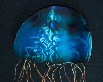 Jellyfish Blue steel metal wall decor Jelly Fish abstract metal art Copper tentacles