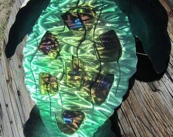 SeaTurtle wall art Hawaiian Honu metal abstract sculpture Silver Sea Turtle decor