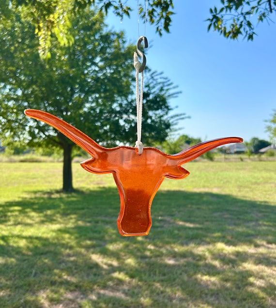 Texas Longhorn UT Orange hanging decoration Made from Resin with Glitter.