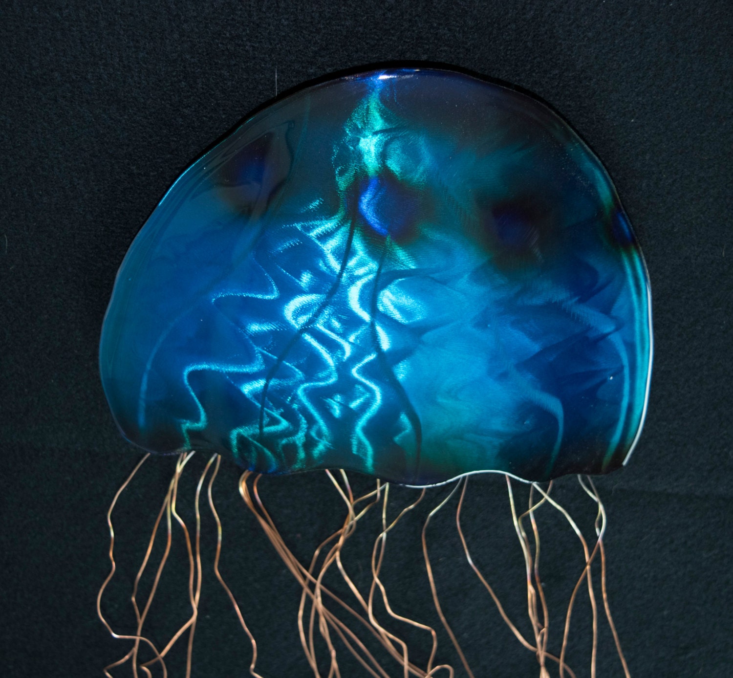 Jellyfish Blue steel metal wall decor Jelly Fish abstract Etsy