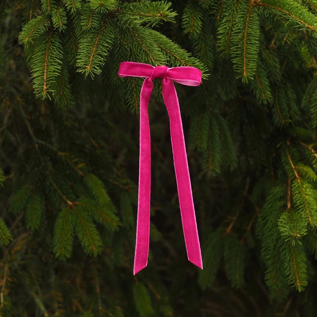 Handmade Hot Pink Velvet Christmas Tree Bow: Wreath Ornament - Etsy UK