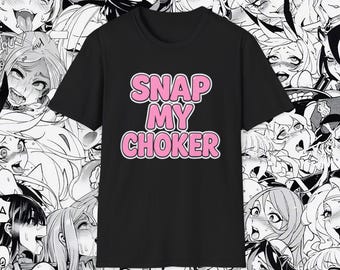 Camiseta "Abre mi gargantilla" / Subtítulos pervertidos, camiseta NSFW, regalo para waifu, ropa sexy y lasciva