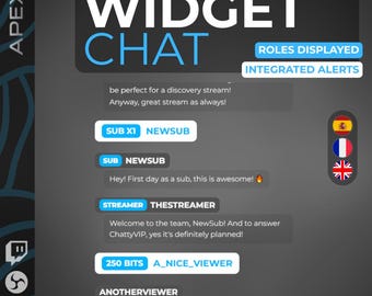 Twitch Chat Widget PRO | Animated Roles & Alerts | Customizable Overlay for OBS and StreamElements