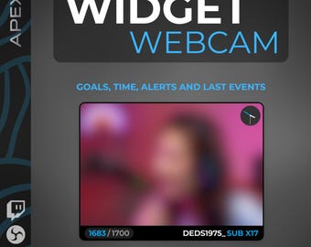 Twitch Minimalist Webcam Widget: Animated Frame, Alerts, Goals, Latest Events & Time | 3 Sizes | Widget for Streamers