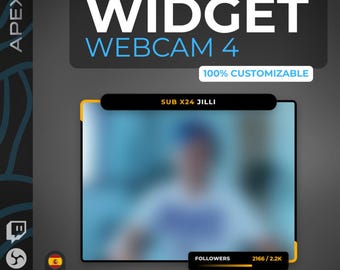 Twitch Pro Webcam Frame Widget - StreamElements OBS Overlay - Alerts, Goals and Events - StreamElements and OBS - 3 Languages